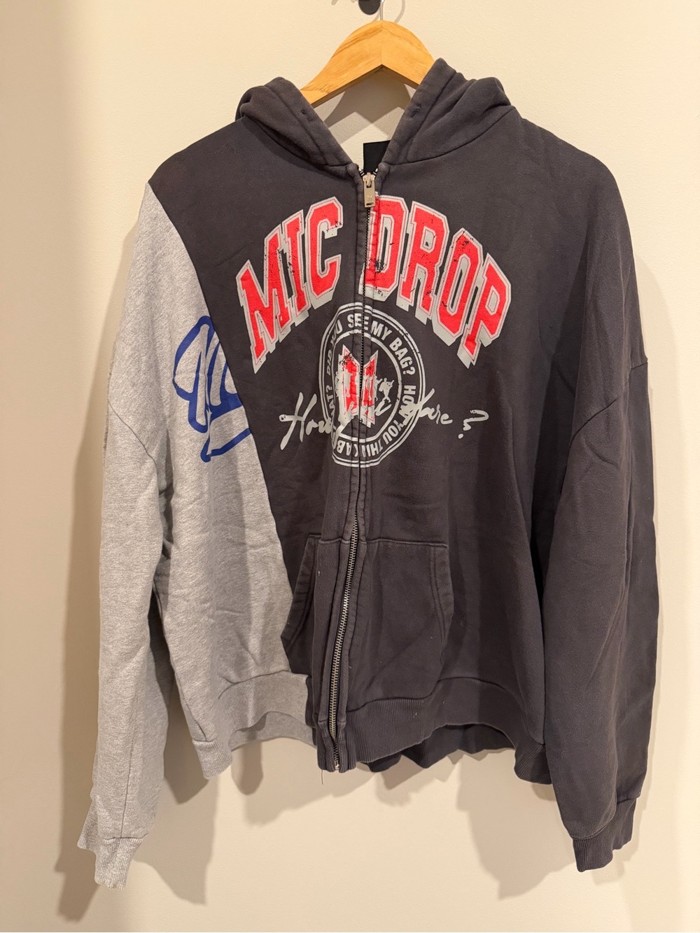BTS Mic Drop Patchwork Zip-up Hoodie Jacket
